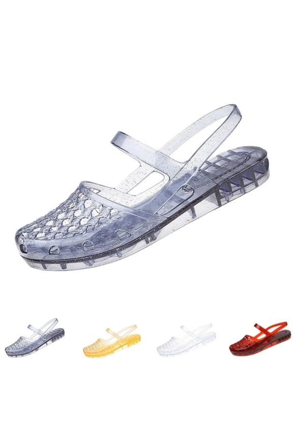 Clear Jelly Slide Sandals for Women Mary Jane Mules Slip On Closed Round Toe Mesh Flats Breathable Summer Beach Slippers,Navy 41