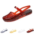 thumbnail image 1 of Clear Jelly Slide Sandals for Women Mary Jane Mules Slip On Closed Round Toe Mesh Flats Breathable Summer Beach Slippers,Red 41, 1 of 8