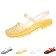 thumbnail image 1 of Clear Jelly Slide Sandals for Women Mary Jane Mules Slip On Closed Round Toe Mesh Flats Breathable Summer Beach Slippers,Yellow 39, 1 of 9