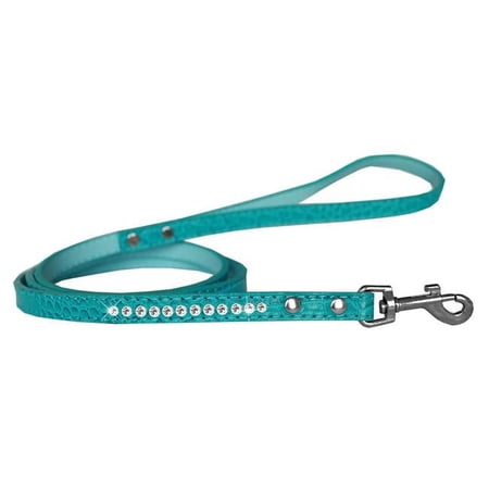 Clear Jewel Croc Leash, Turquoise - 0.5 in. x 6 ft.