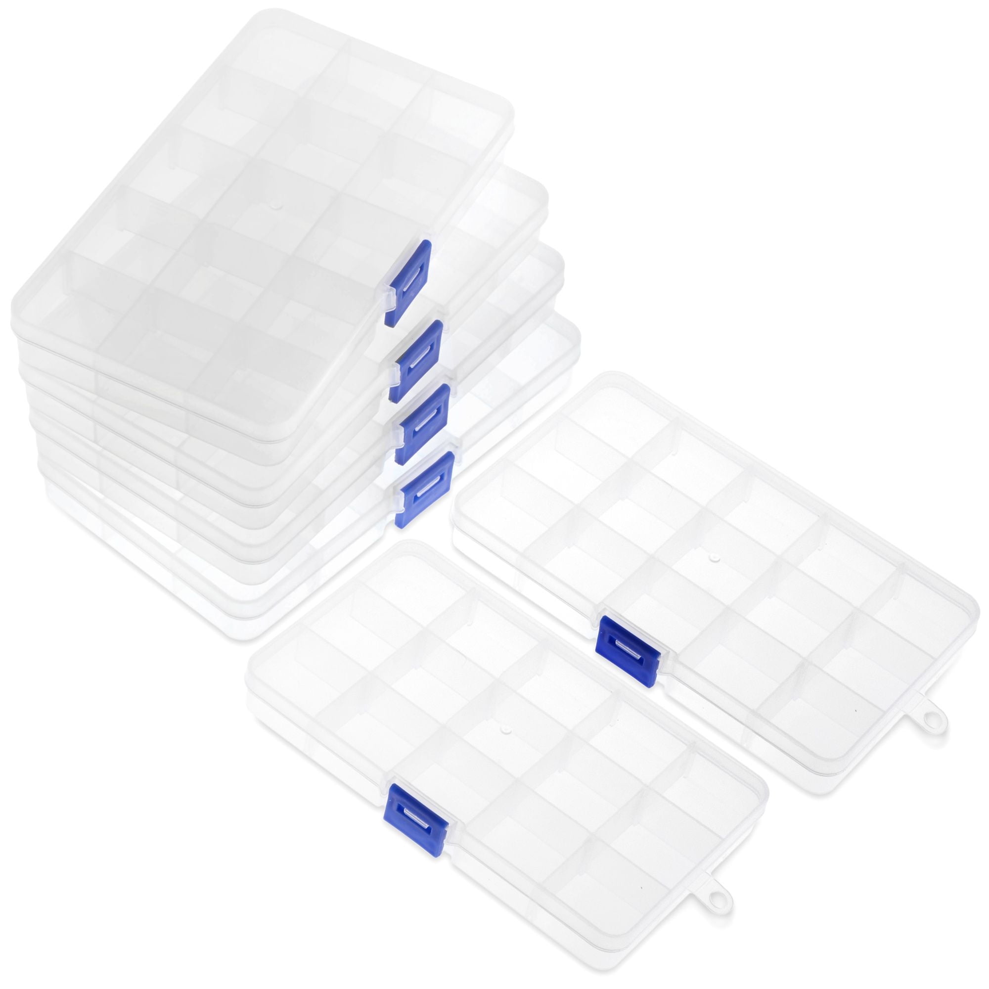 Qualsen Plastic Compartment Box with Adjustable Dividers Craft Tackle Organizer
