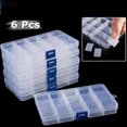 thumbnail image 1 of Clear 6 Compartment Bead Storage Box, 6 Count, 1 of 8