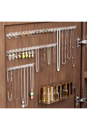 Clear Jewelry Hanger Wall Mount Organizer Hooks Necklace Earrings Chains Storage Display Rack Modern Transparent Jewelry Organizer Stylish Home Decor Gift