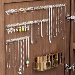 Clear Jewelry Hanger Wall Mount Organizer, Transparent Plastic Display Hook for Necklaces Earrings Chains Rings, Space Saving Jewelry Storage, Modern Home Decor, Dressing Table Vanity Organizer
