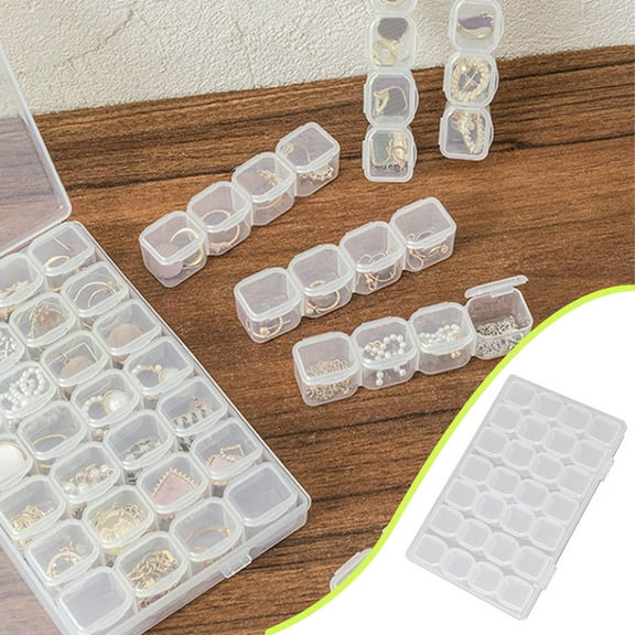 Clear Jewelry Storage Box Organizer | Removable Compartment Assembly | Transparent Plastic Partition Case | Earring Ring Holder Container | Portable Sorter | Moistureproof Lid | 1pc | Multiple Sizes