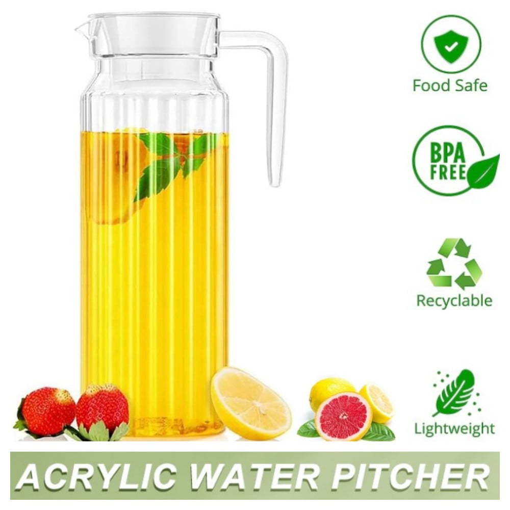 Clear Juice Pitcher with Lid 1100ml Acrylic Drink Pitcher Cold Beverage