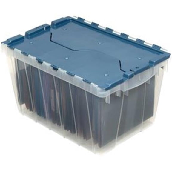 Clear KeepBox Container - Clear with Blue Lid - 21.5 x 15 x 12.5 in. - Secure Storage