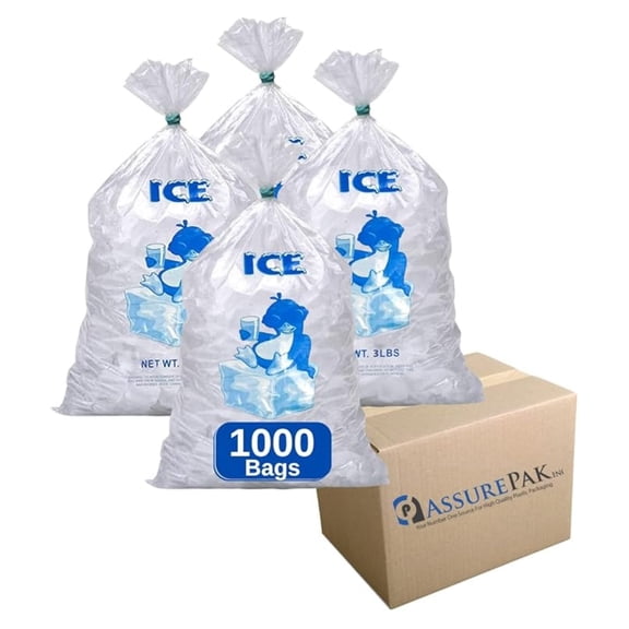 Clear LDPE Ice Bags 6"x19" 1000 Bags (1.25 mil) Strong Design for Ice Storage, Ice Machines, Freezer Use, Bag of Ice, Restaurant Supply, Plastic for Frozen Water Packing