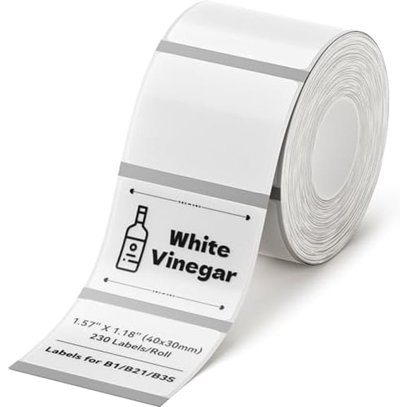 Clear Label Tape for B1/B21/B3S, 1.57" X 1.18" (40x30mm), 230 Labels/Roll, Thermal Label Sticker for Mason Jar/Spice/Barcode/QR Code/Address/Small Business