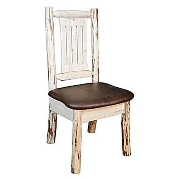 Clear Lacquer Finish Side Chair, Saddle Pattern