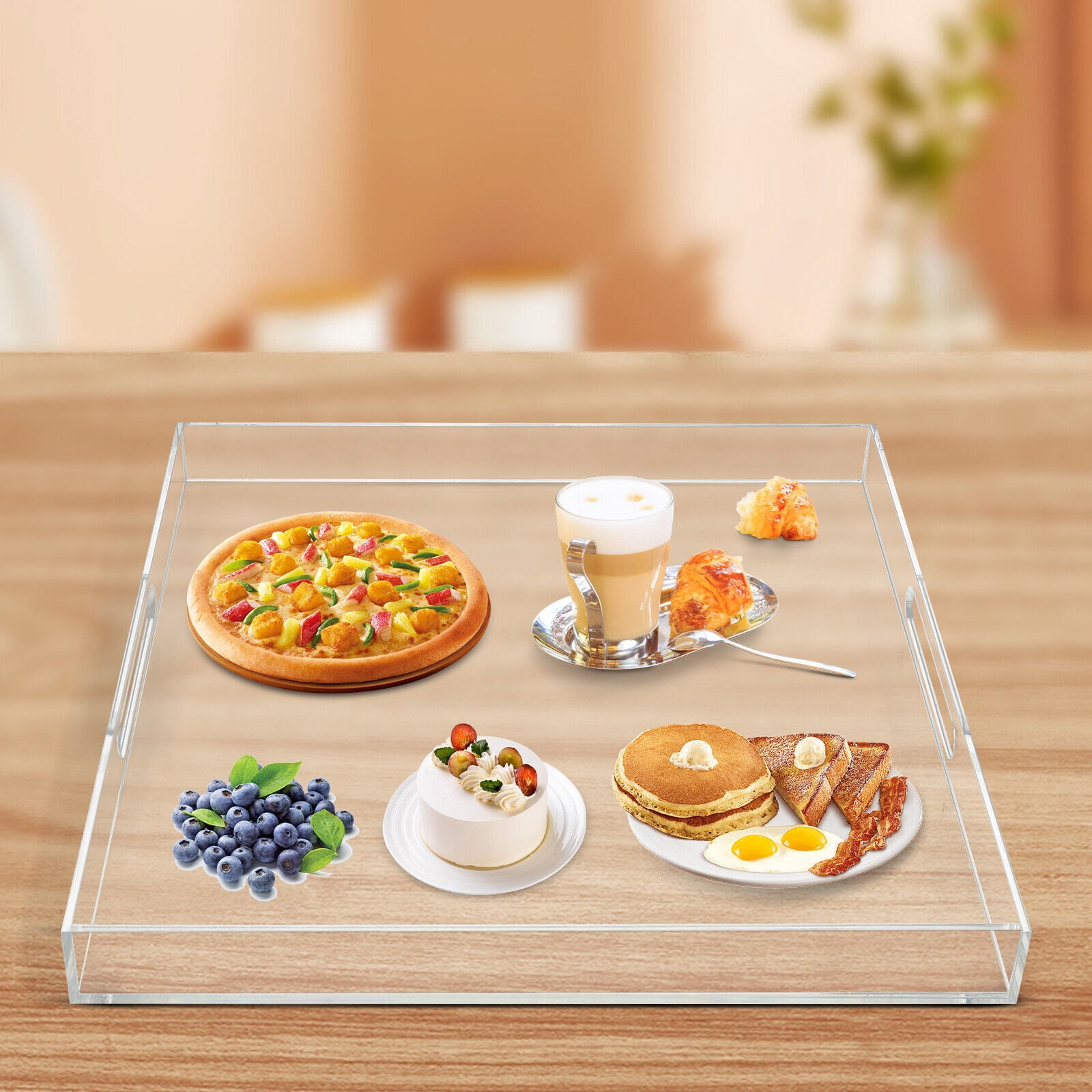 Translucent Tray Clear Large Acrylic Serving Tray,Transparent Serving Tray with Handles ...