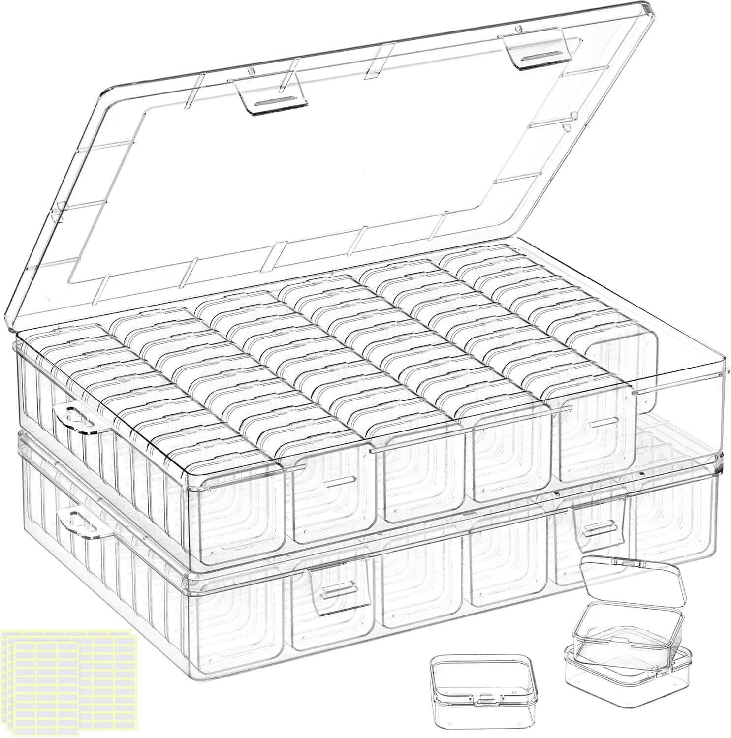 Clear Large Bead Organizer Box, 132Pcs Small Containers with Labels ...