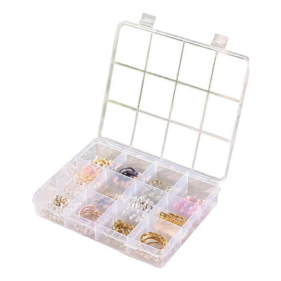 Clear Large Compartment Organizer Container Featuring 12 Grids & Detachable Dividers, Ideal Storage Box for Jewelry, Beads, Hardware Tools and Fishing Tackle