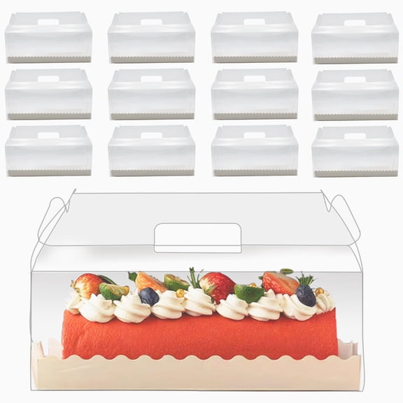 Clear Large Roll Cake Gable Boxes with Handle & Boards
