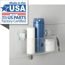 Mainstays Clear Plastic Corner Suction Bath Storage Basket, 1 Shelf, with  Power Grip Suction Cups