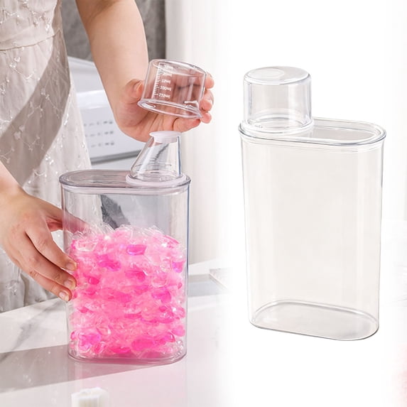 Clear Laundry Detergent Dispenser Container, Sealed Storage Tank with Wide Mouth, Transparent Organizer for Powder, Fabric Softener, Bathing Suit Storage, 1500ML