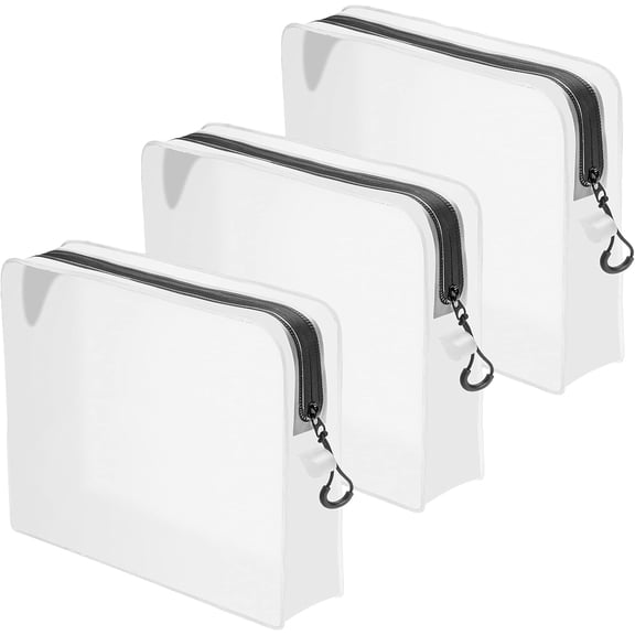 Clear Leak Proof Travel Bags for Toiletries 3 Pack, Super Soft Waterproof Leak Proof BPA Free, Semi-Clear Toiletry Cosmetic Makeup Bags for Travel, TSA Approved Travel Toiletry Bag With Zipper