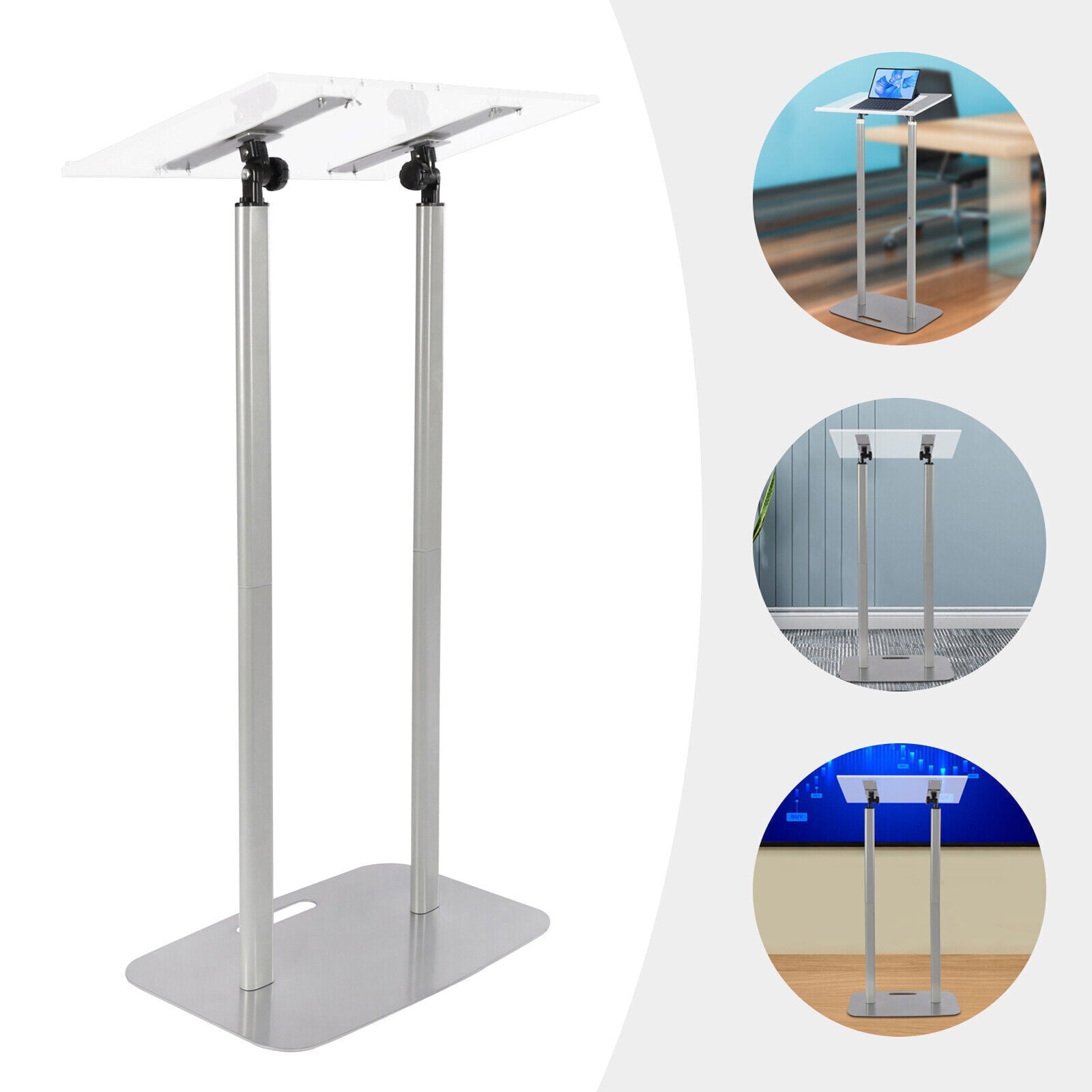 Clear Lectern Podium Stand Church Presentation Lectern Acrylic & Iron Adjust