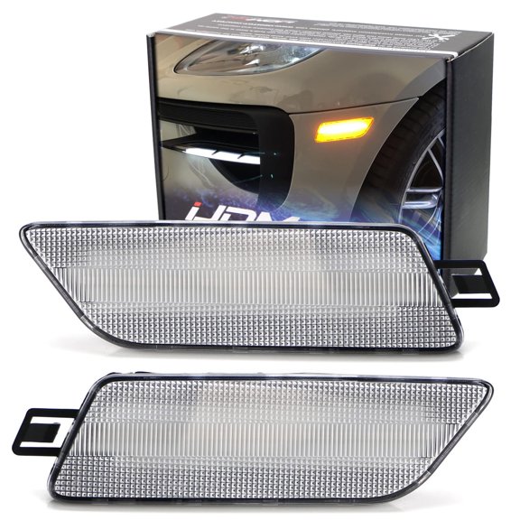 Clear Lens Amber Full LED Bumper Side Marker Light Kit For 2014-up Porsche Macan, Powered by 40-SMD LED, Replace OEM Front Sidemarker Lamps