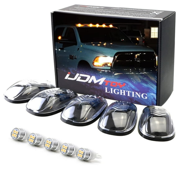 Clear Lens Amber Full LED Cab Roof Marker Light Assembly Kit For Dodge/RAM Chevrolet/GMC Ford Toyota Trucks, 5-Piece Rooftop Driving Lamp Set