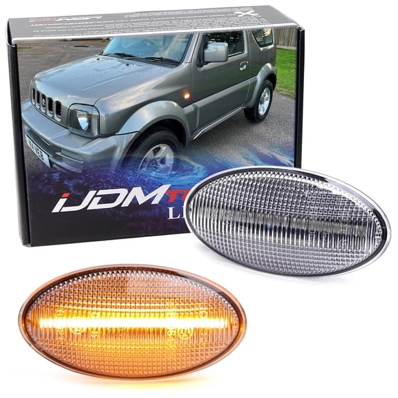 Clear Lens Amber Full LED Fender Sequential Blink Side Marker Indicator Light Kit For JDM Suzuki 2012-17 Jimny, 2004-17 Swift, 2006-13 SX4, 2005-18 Grand Vitara