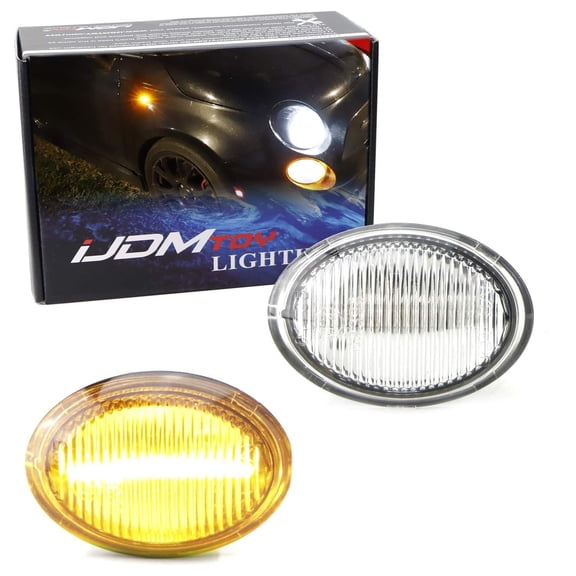 Clear Lens Amber Full LED Fender Side Marker Light Kit For 2007-19 Fiat 500 500e 500c Abarth, Powered by 20-SMD LED, Replace OEM Sidemarker Lamps