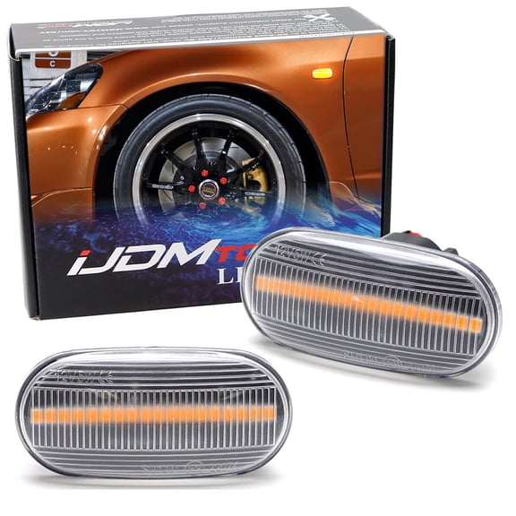 Clear Lens Amber Full LED Fender Side Marker Light Kit For JDM Spec Honda/Acura RSX Integra Civic EP3 Replace OEM Amber Sidemarker Lamps