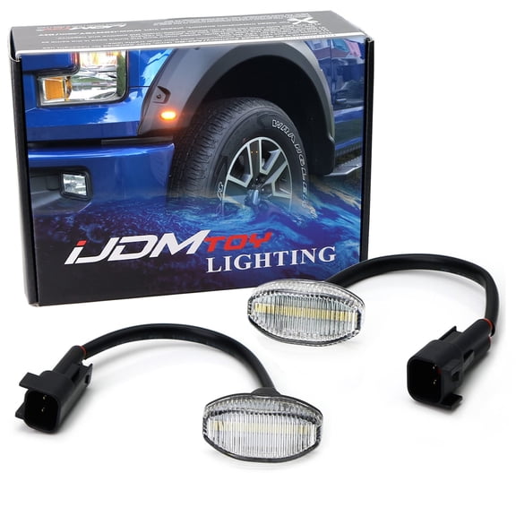 Clear Lens Amber Full LED Front Fender Flare Side Marker Light Kit For 2010-14 Ford Raptor, Powered by 12-SMD LED, Replace OEM Sidemarker Lamps