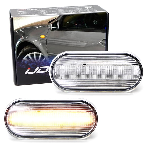 Clear Lens Amber Full LED Front Side Marker Light Kit For Volkswagen MK4 Jetta GTI R32 Beetle etc., Powered by 15-SMD LED, Replace OEM Sidemarker Lamps