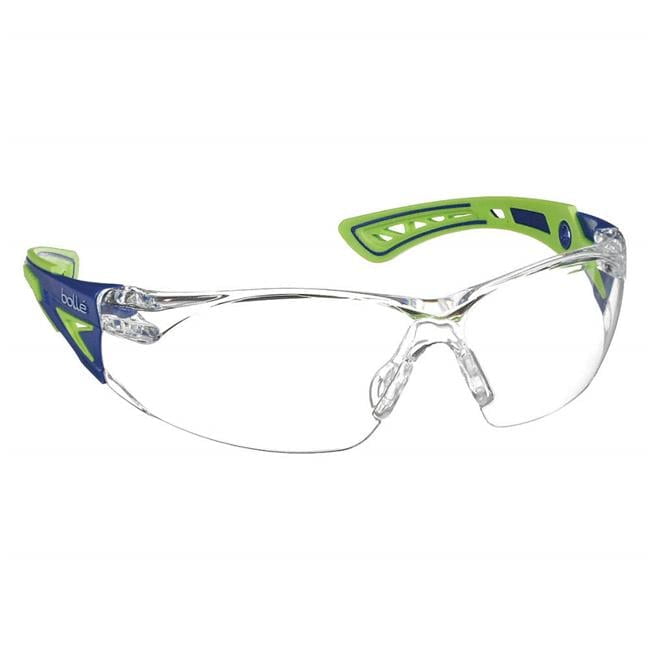 Clear Lens Anti-Fog Rush Plus Safety Glasses, Blue & Green