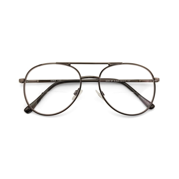 Clear Lens Bifocal Classic Metal Reading Glasses - Spring Hinge Tear Drop Reader Gunmetal +1.25