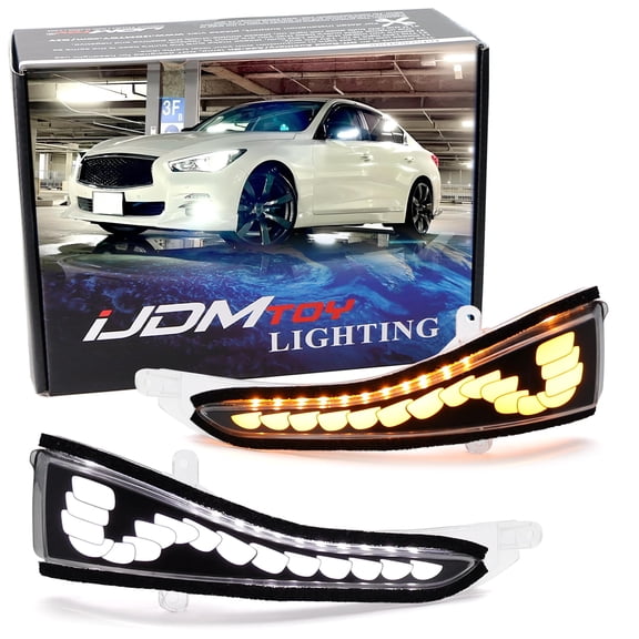 Clear Lens Dynamic Sequential Blink LED Side Mirror Turn Signal/Driving Parking/Puddle Light Assembly For Infiniti 2014-up Q50 Q70, 2016-up Q60 QX30 QX50 QX60