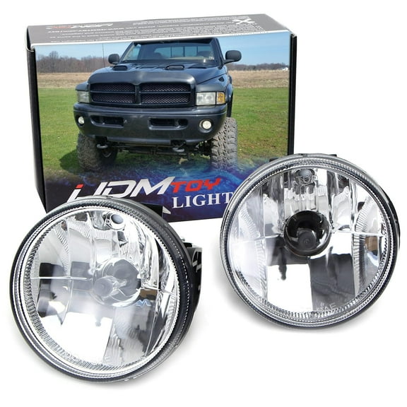 Clear Lens Fog Lights Foglamp Kit with H3 Halogen Bulbs For 1999-2002 Dodge RAM 1500 2500 w/Sport Package Bumper ONLY
