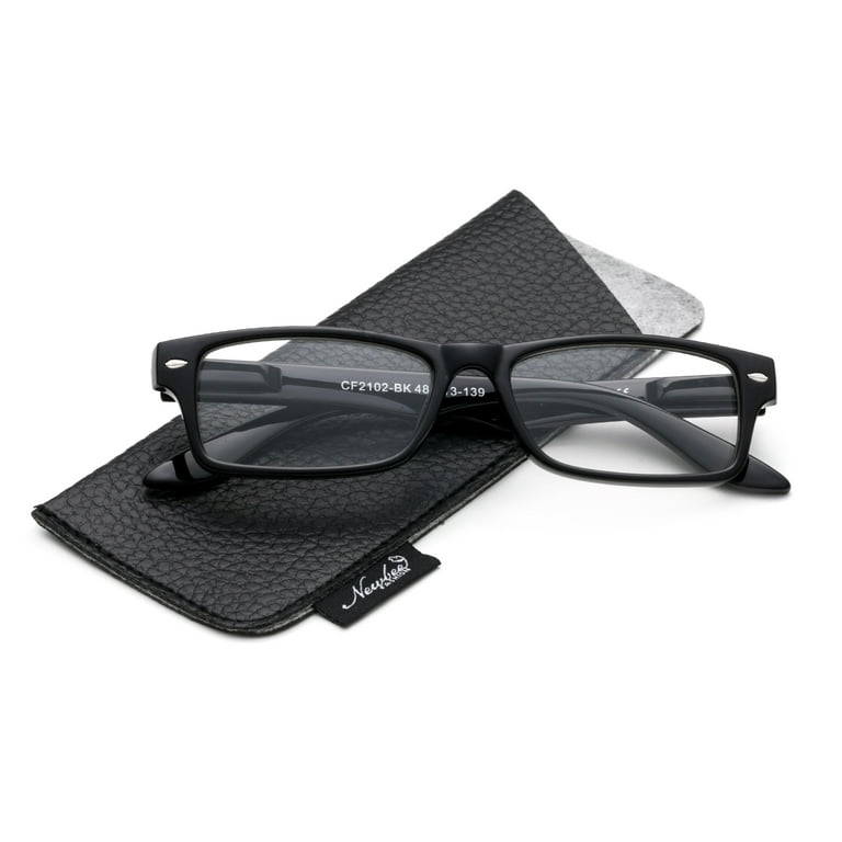 Clear Lens Glasses Black Frame Spring Hinged Rectangular Glasses Frame Men Women with Pouch Walmart