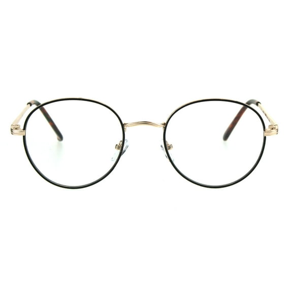 Clear Lens Glasses Vintage Fashion Round Oval Metal Frame UV400 Gold Black