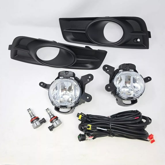 Clear Lens LED Fog Light Kit For 2011-2014 Chevrolet Cruze with Black Bezel Switch Bulb plugs OEM# 96879811 / 96879812 95169825 / 95169824 GM2592300 / GM2593300