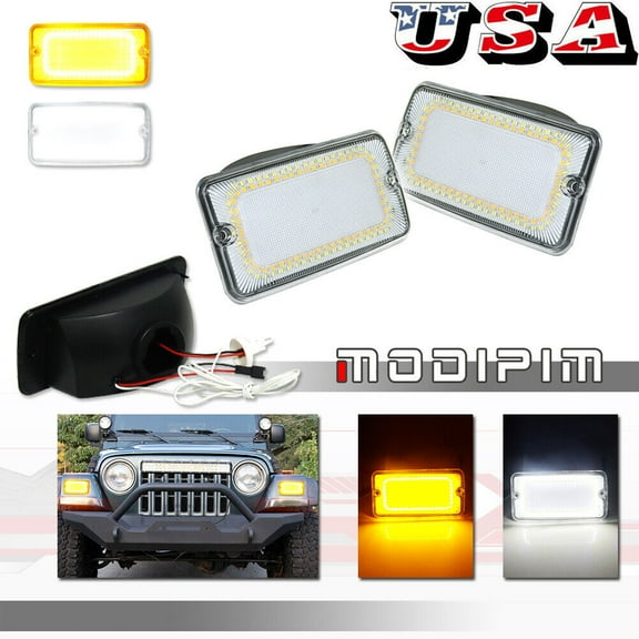 Clear Lens Switch LED Front DRL Turn Signal Light for for Jeep Wrangler TJ 97-06-