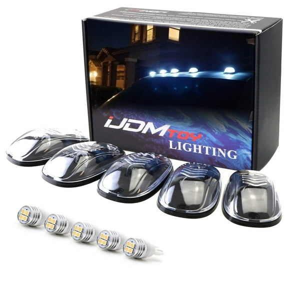 Clear Lens White Full LED Cab Roof Marker Light Assembly Kit For Dodge/RAM Chevrolet/GMC Ford Toyota Trucks, 5-Piece Rooftop Driving Lamp Set