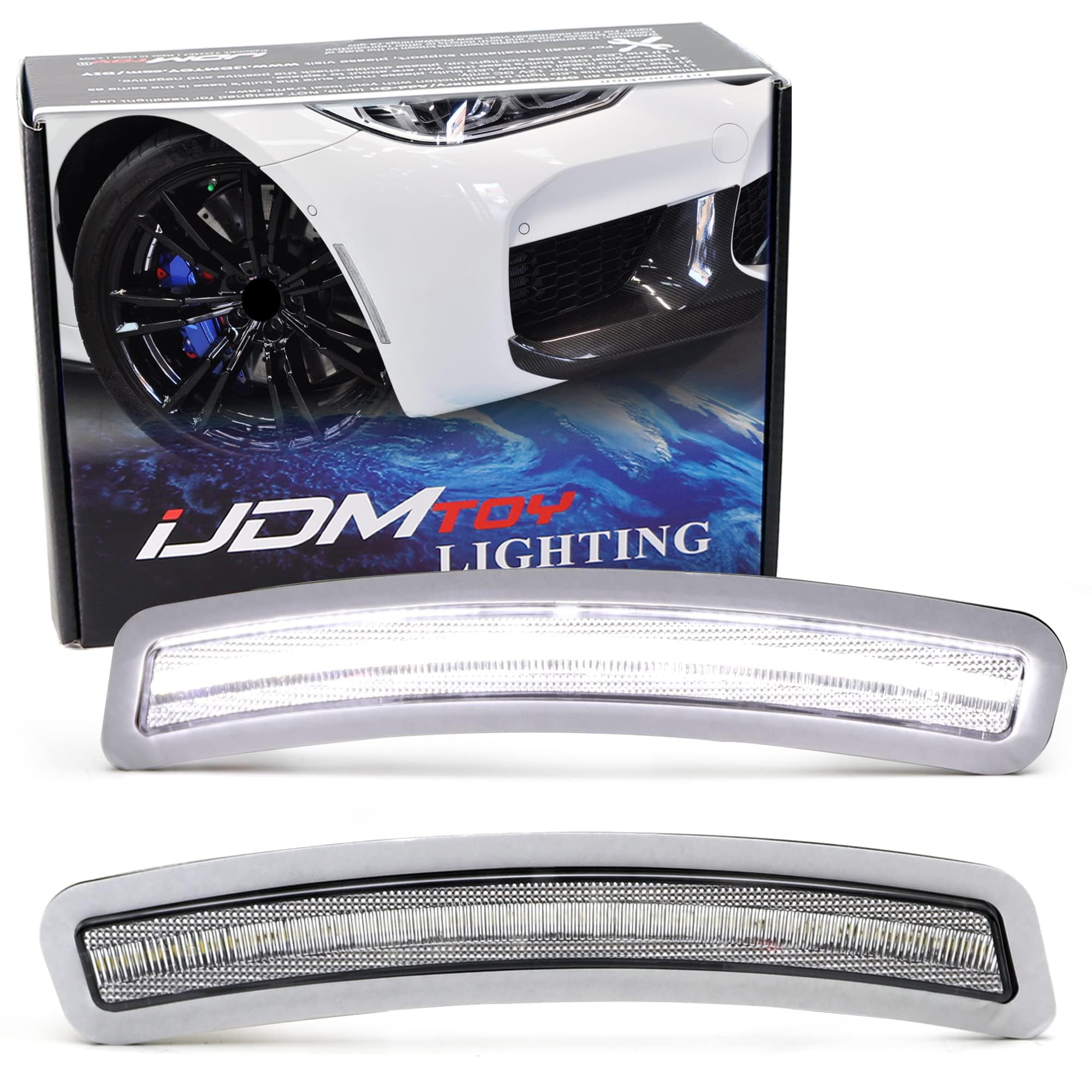 2Pcs Clear Lens White LED Front Bumper Reflector Lights For BMW 3 Series F30/F31 & 4 Series F32/F33/F36