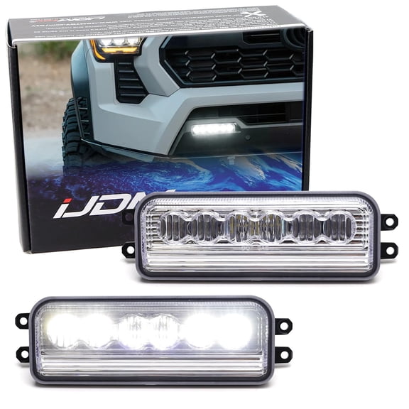 Clear Lens Xenon White 6-Projector SAE LED Front Bumper Fog Lamp Light Bars For Toyota 2022-up Tundra/Sequoia, 2024-up Tacoma, 4Runner