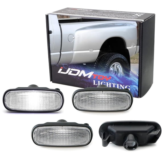 Clear Lens All Xenon White LED Trunk Bed Marker Lights Set For Dodge 2003-09 RAM 2500HD 3500HD Dually Truck Double Wheel Side Fenders, Powered by Total 20 LED
