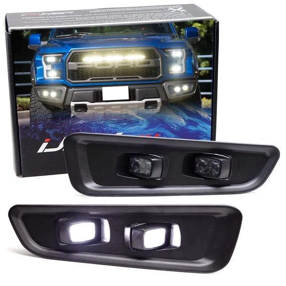 Clear Lens Xenon White SAE DOT Compliant P702 Gen3 Raptor Style Dual 20W LED Fog Lamp Assembly For Ford 2017-2020 Raptor