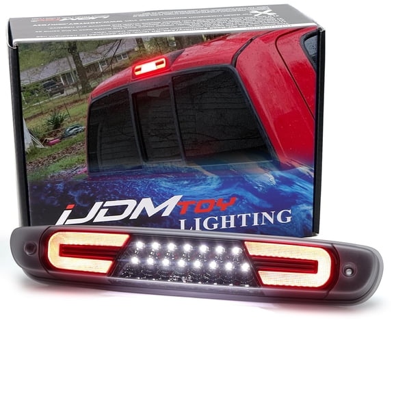 Clear Lens w/Black Interior C-Shape Ring Full LED High Mount Third Brake/Clearance Light Assembly For 2007-2014 Silverado/Sierra 1500 2500 3500, 2009-2010 H3T