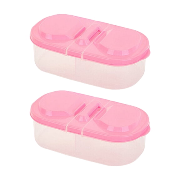 Clear Lid Double Compartment Storage Container Plastic Snacks Holders For Kids Travel And Daily Use