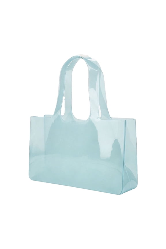 Clear Light Jelly Tote Bag, Glossy Transparent PVC Shoulder Bag, Large Capacity Shopping Handbag for Daily Shopping Use