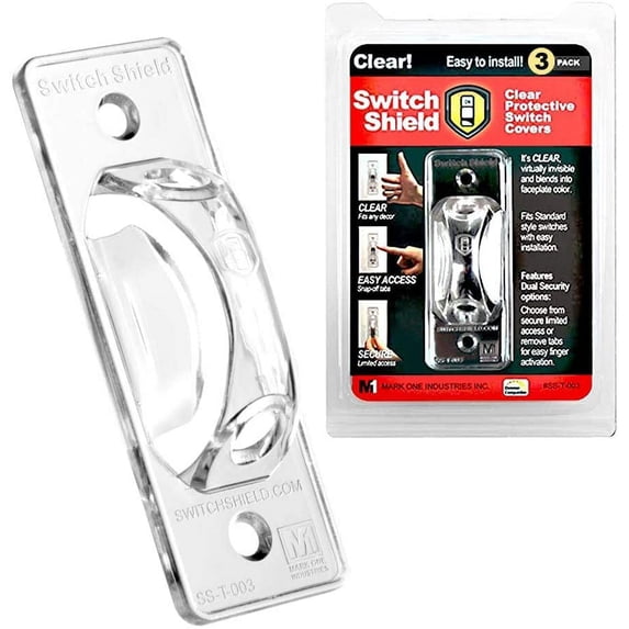 Clear Light Switch Guard / Cover (3 Pack) Toggle Style, Child-Safe, Home & Office