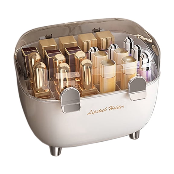Clear Lip Gloss Storage Container with Lid Polymer Grooming Organizer for Tabletop Makeup Storage 20 x 16 x 16.6 cm