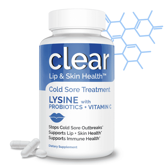 Lysine Cold Sore Treatment Capsules with Pre-Probiotics & Vitamin C, Rhamnosus & Acidophilus – 1 Month Supply for Cold Sore Relief, Skin, Gut & Immune Health