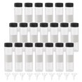 thumbnail image 1 of Clear Liquid Sampling Sample Glass Bottles Vials with Writing Patch and Black Screw Cap and 10 Funnels, 40ml Capacity, Pack of 20, 1 of 6
