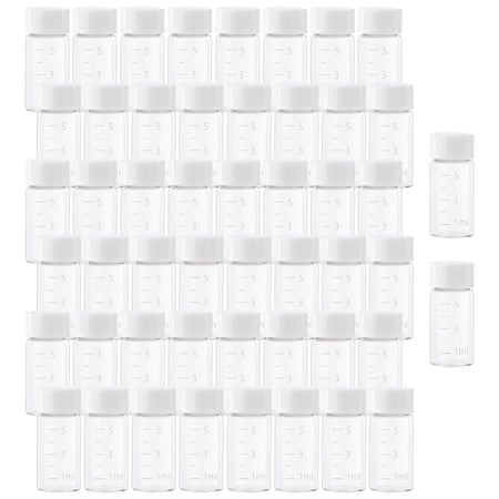 Clear Liquid Sampling Sample Scale White Screwcap 5ml (0.17 oz) Glass Bottles Vials for Chemistry Lab Chemicals 50PCS